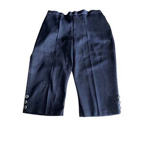 Vintage Style Navy Blue Elastic Waist Capris w/Button Accents/Pockets SZ 20
